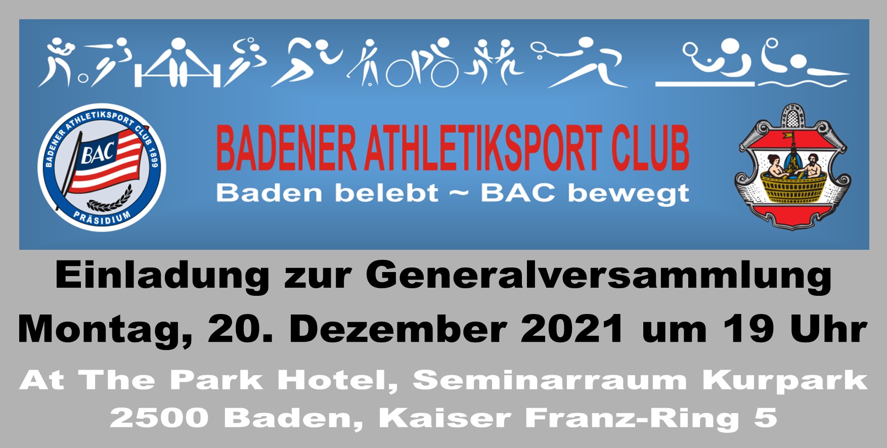 Einladung zur Generalversammlung 2021 - Badener Athletiksport Club